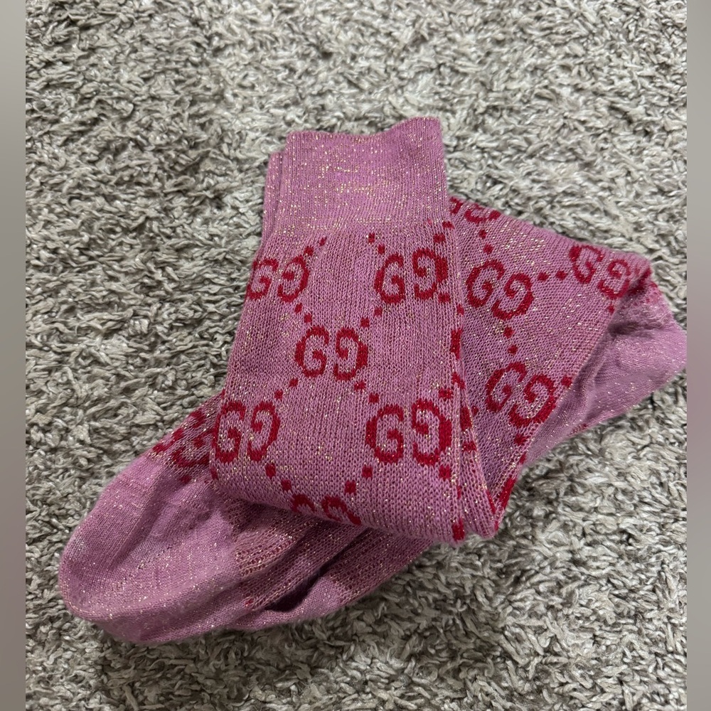 Gucci Pink and Red Patterned Socks